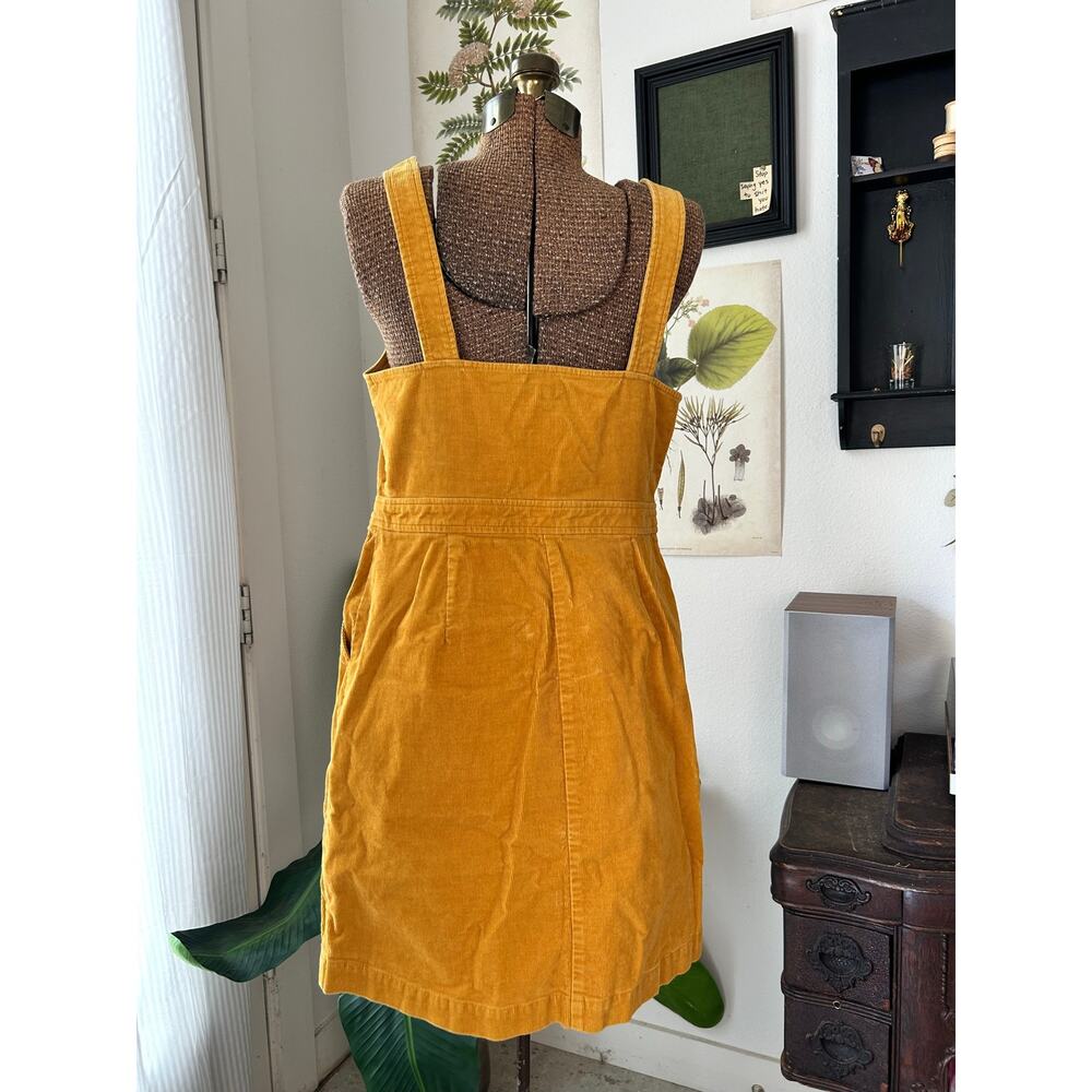 J.Crew Mustard Corduroy Button Front Dress Size 8 Yellow Pinafore Cottagecore - Picture 2 of 4